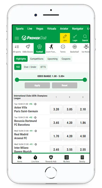 Premier Bet Online betting app